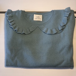 Cashmere sweater with collar aqua