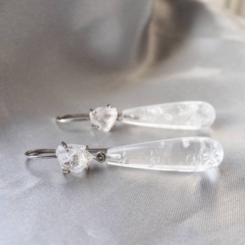 "Swedish Ice" Earrings in white gold with Swedish rock crystals