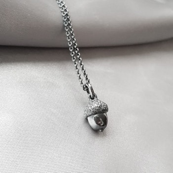 "Acorn" Necklace in oxidiced silver