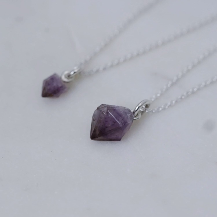 "Surahammar" necklace in silver with a raw swedish amethyst