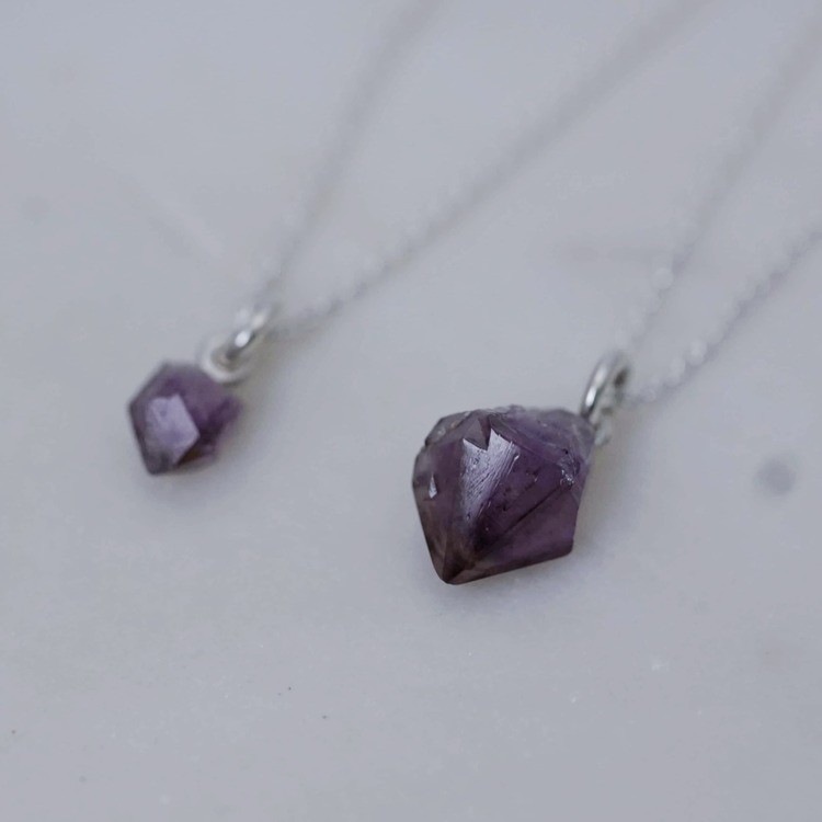 "Surahammar" necklace in silver with a raw swedish amethyst