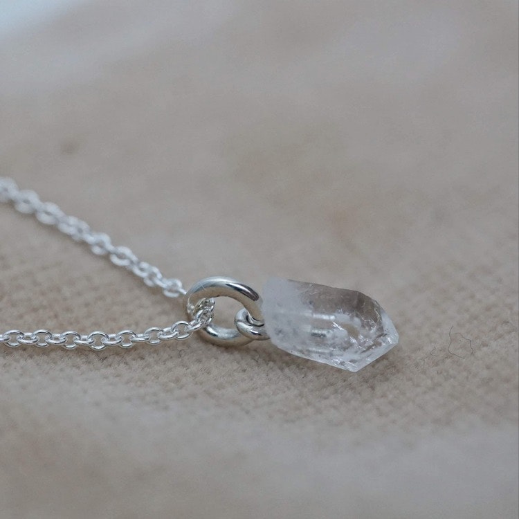 "Swedish Ice" Pendant with a raw Swedish rock crystal silver