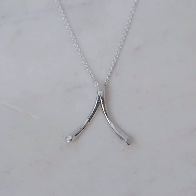 Ripple Wishbone Necklace | Silver – Niko Jewels