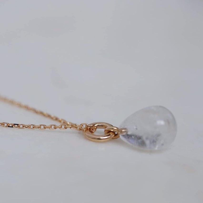 "Swedish Ice drops" in gold with crystal quartz from northern Sweden