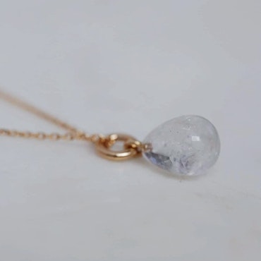"Swedish Ice drops" in gold with crystal quartz from northern Sweden