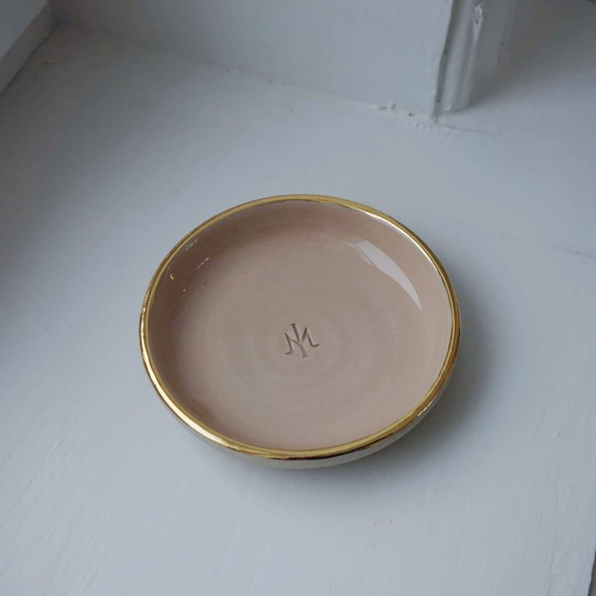 Jewelry tray light pink with golden edge