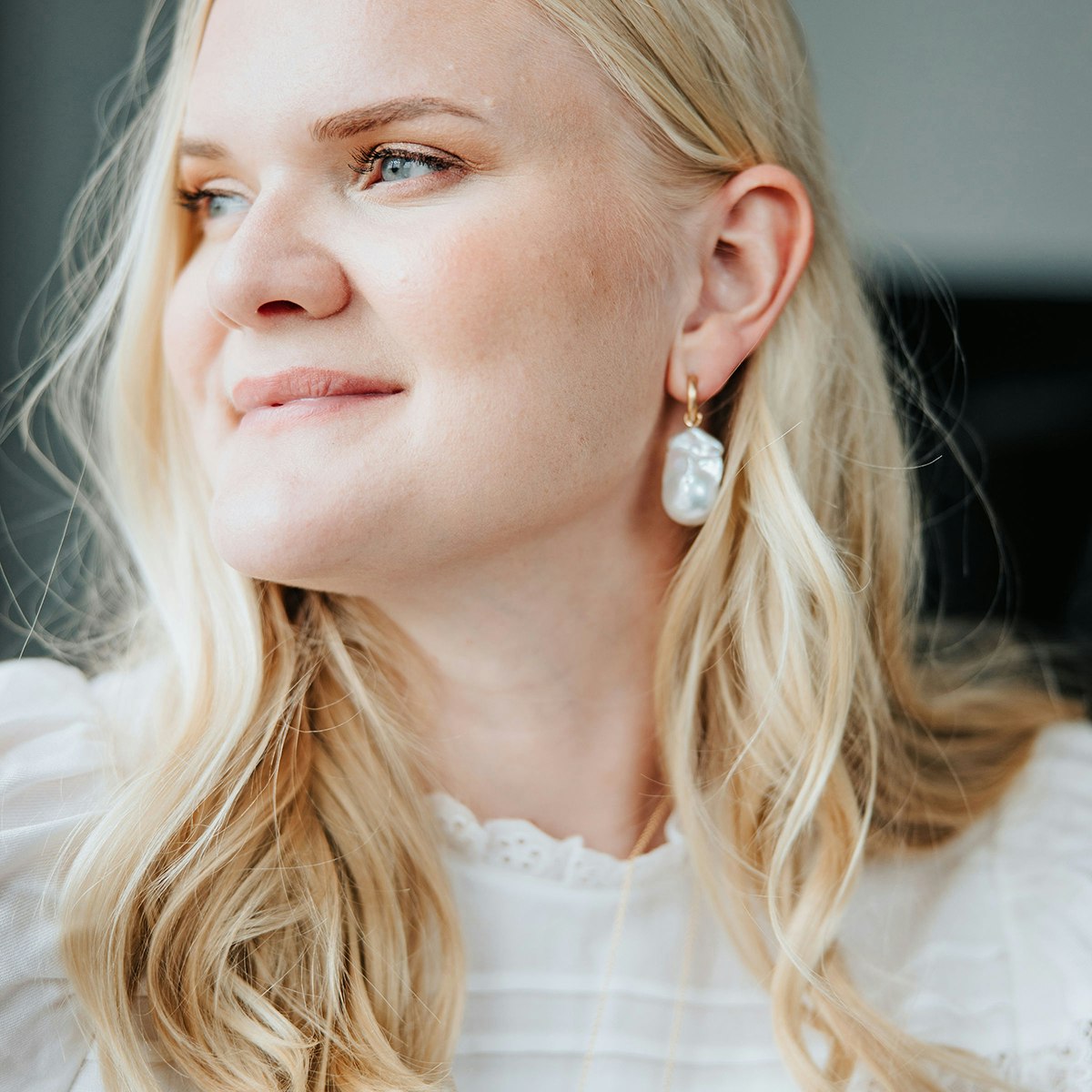 "Round Hoops" with super big freshwater pearls