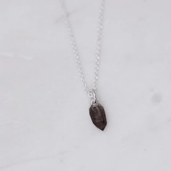 "Norwegian smoke" Necklace in silver with a raw Norwegian smokey quartz crystal
