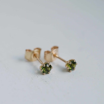 "Cordelia" Earrings in gold with green tourmalines