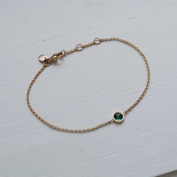 "Celestial" bracelet i gold with a green tourmaline