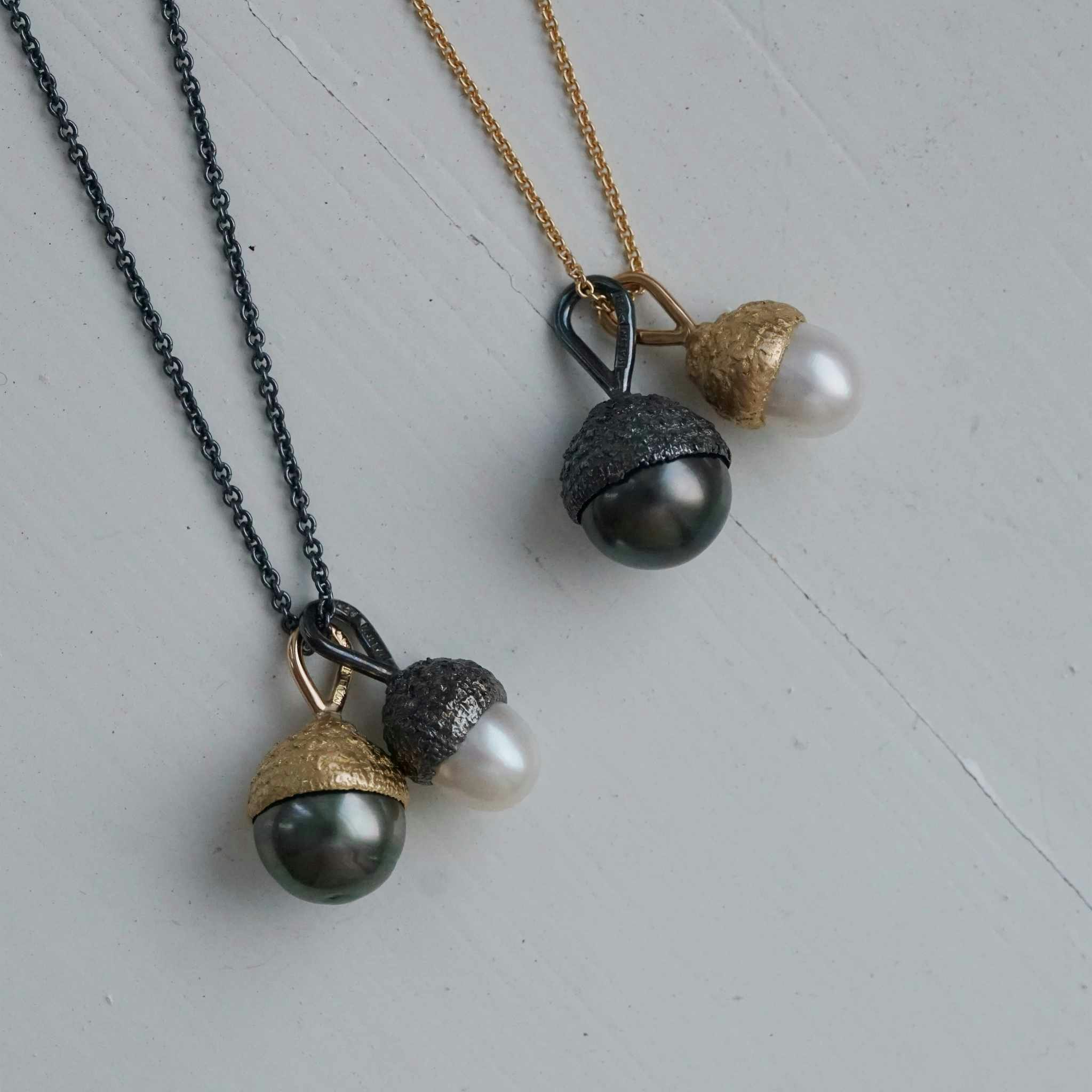 "Pearl acorn" pendants