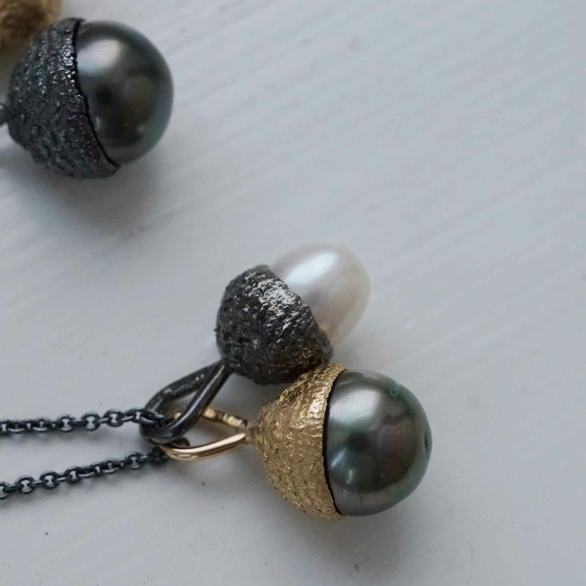 "Pearl acorn" pendants
