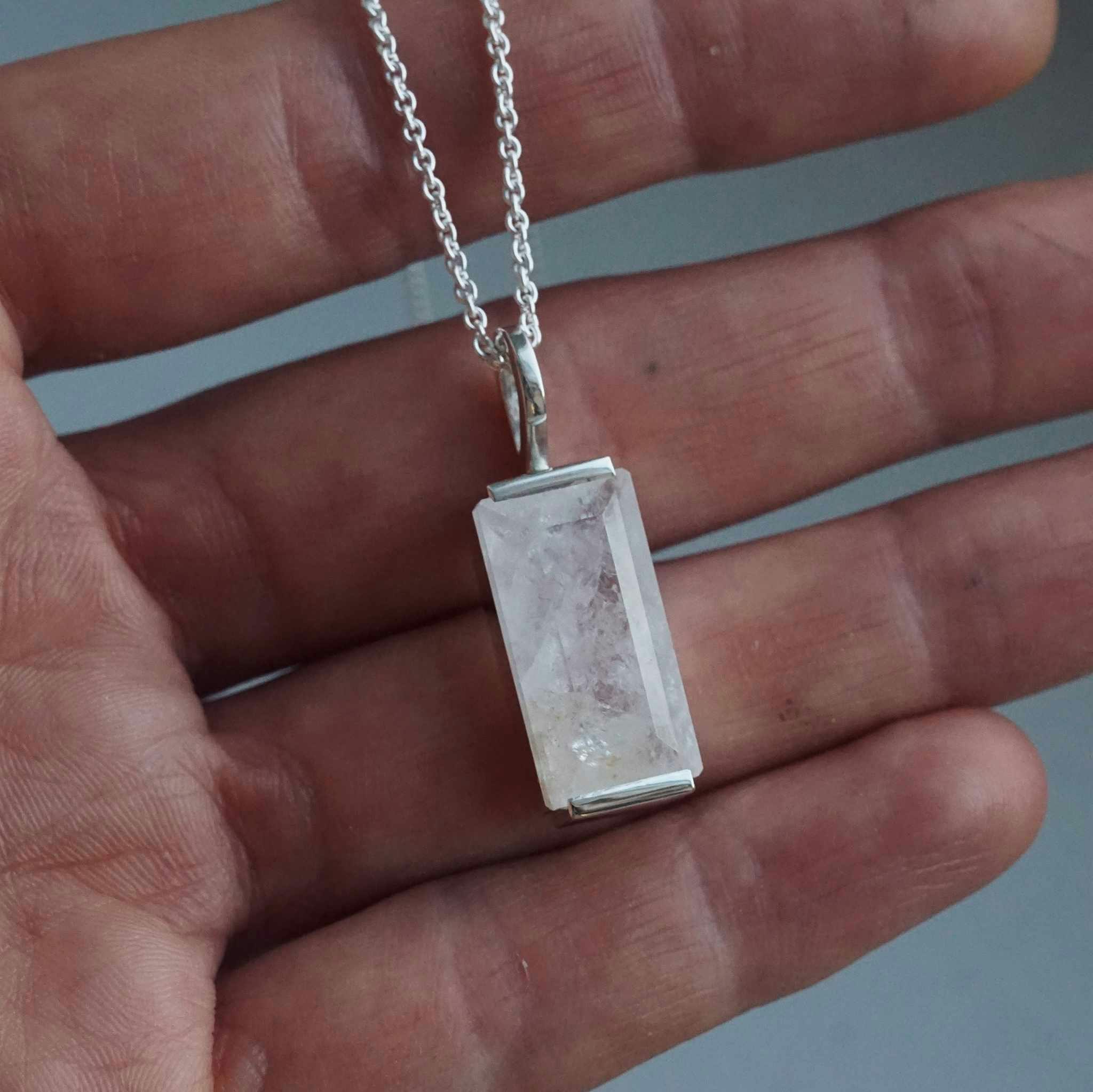 "Swedish Ice" pendant in silver with rock crystal from Riksgränsen