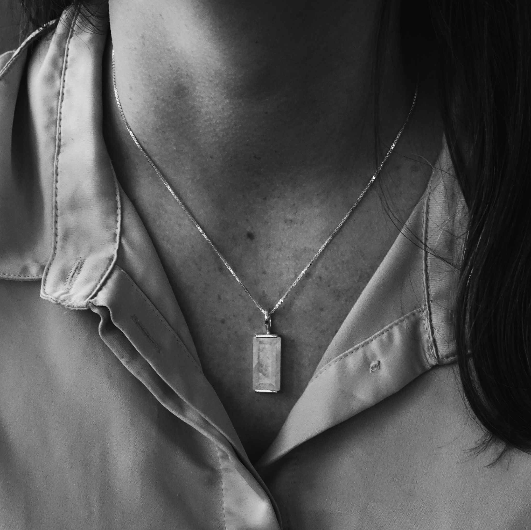 "Swedish Ice" pendant in silver with rock crystal from Riksgränsen