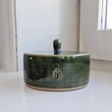 Ceramic jewelry box dark green