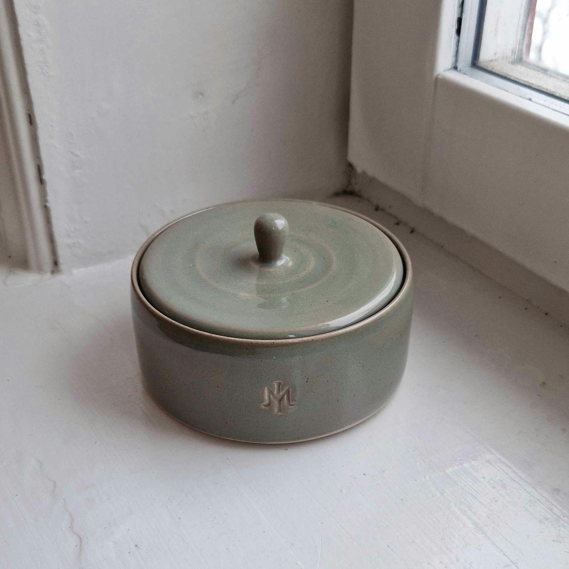 Ceramic jewelry box sage