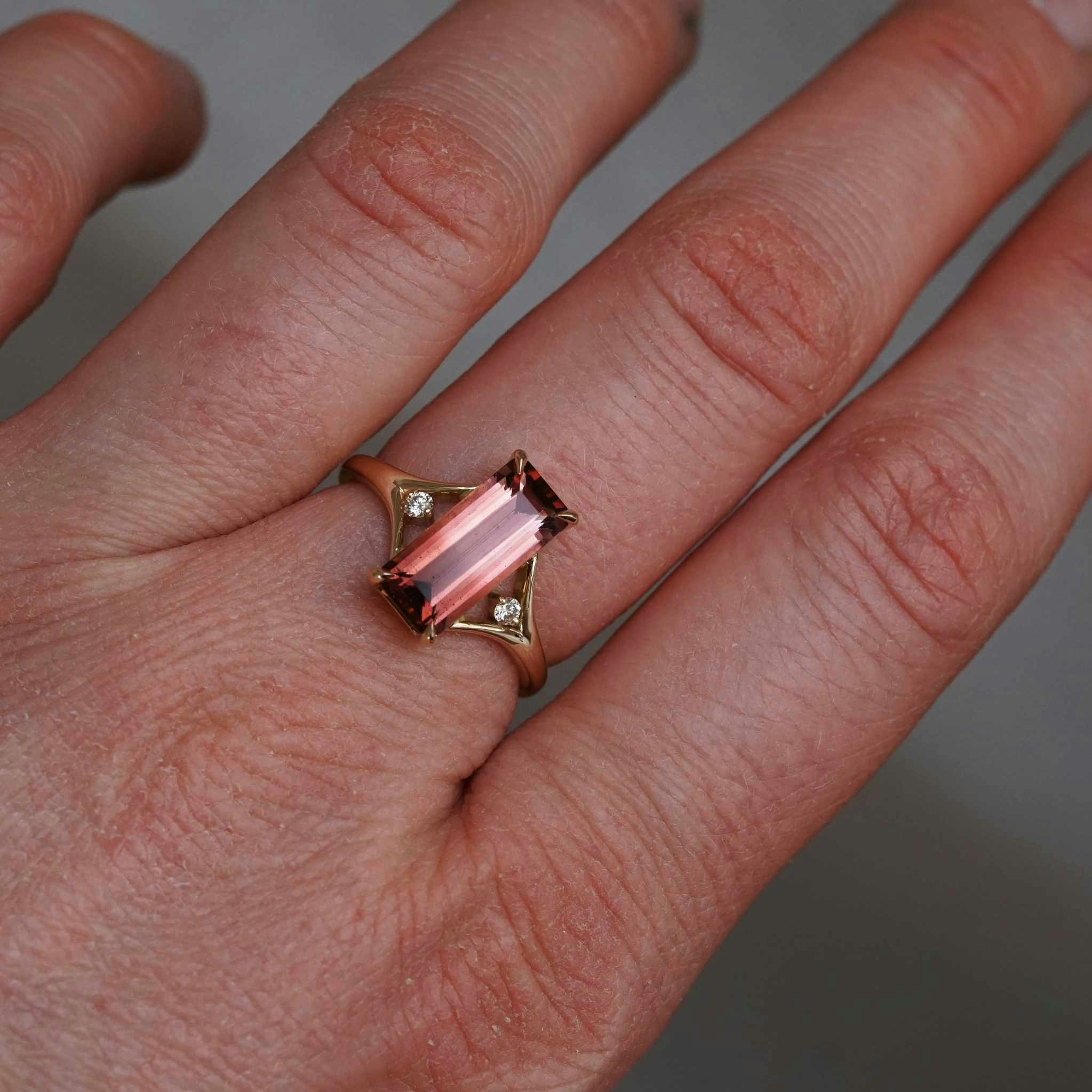 Cocktail "cherry blossom" gold ring