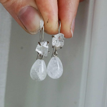 "Swedish Ice" Earrings in white gold with Swedish rock crystals