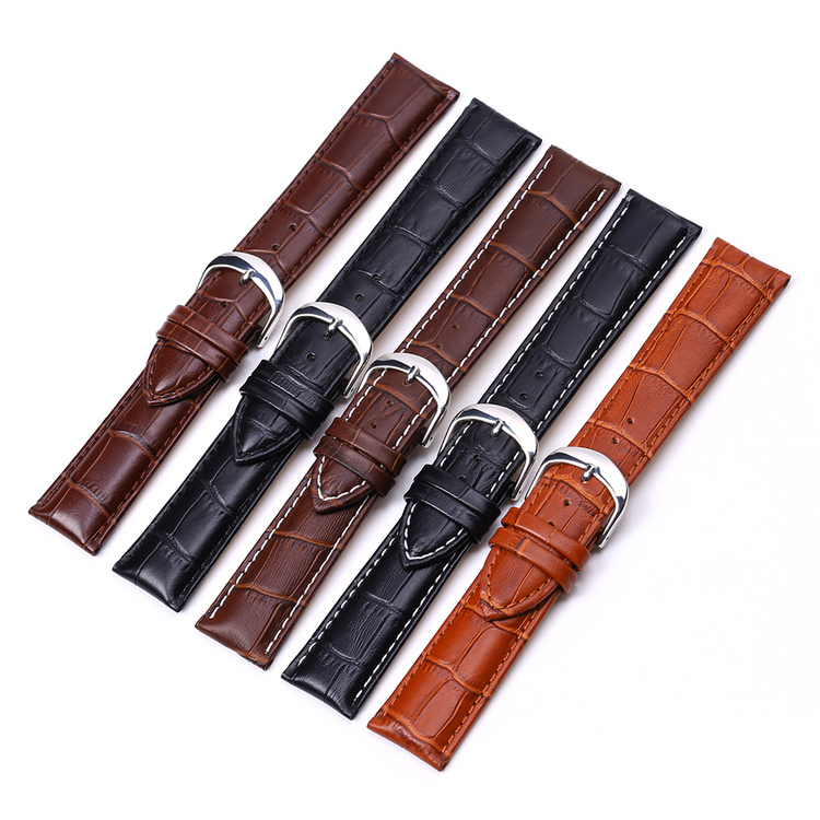 Dark brown Croco watch strap from genuine leather 16mm 18mm 20mm 22mm
