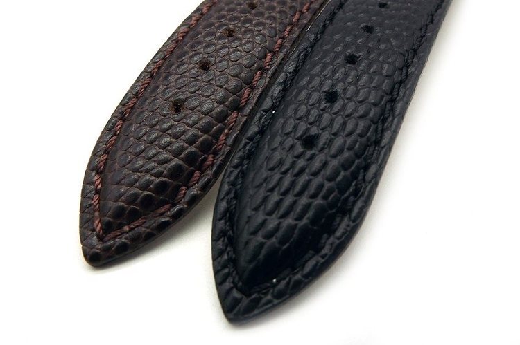 Ödlemönstrat klockarmband av svart läder lizard ödla