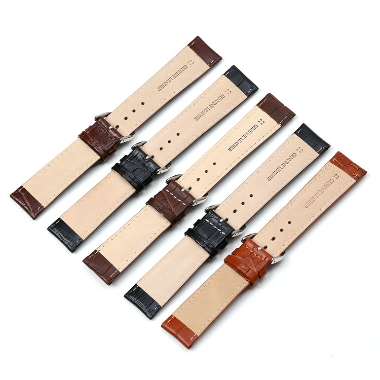 Black Croco watch strap from genuine leather 16mm 18mm 20mm 22mm