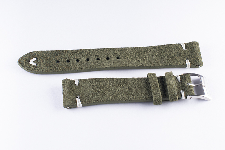 Green suede / genuine leather watch band 18mm 20mm 22mm 24mm