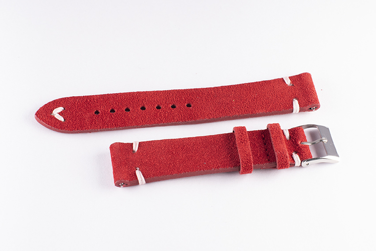 Red suede / genuine leather watch band 18mm 20mm 22mm 24mm