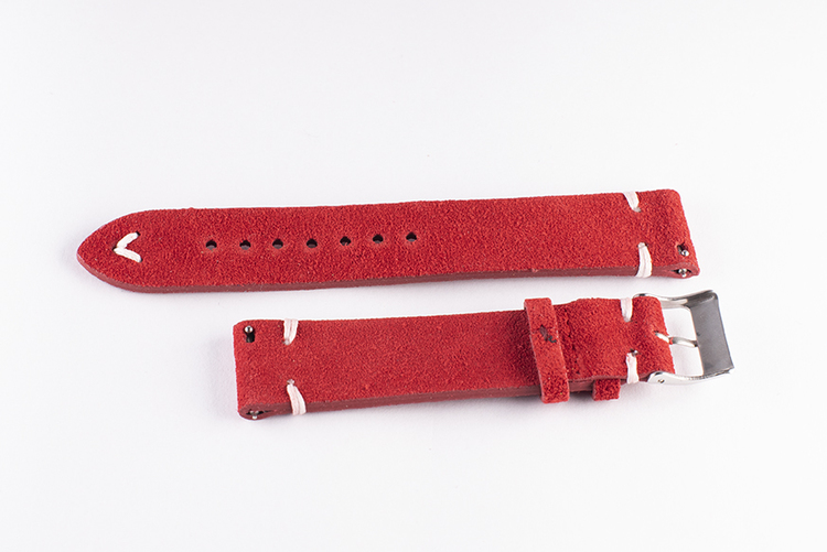 Klockarmband av röd mocka / läder