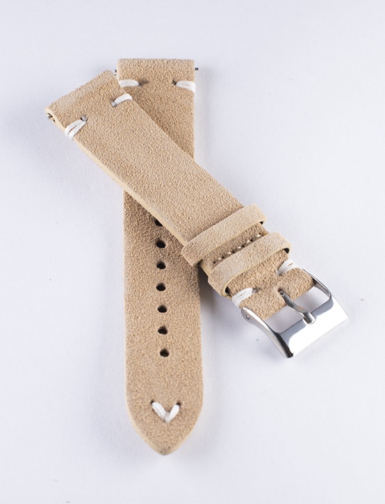 Khaki suede / genuine leather watch band 18mm 20mm 22mm 24mm