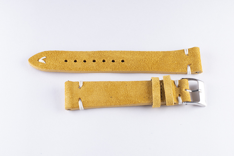 Klockarmband av gulbrun mocka / läder