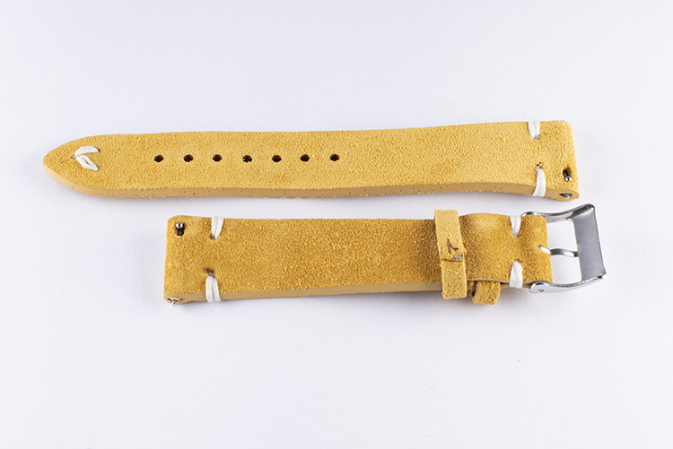 Mustard suede / genuine leather watch band 18mm 20mm 22mm 24mm