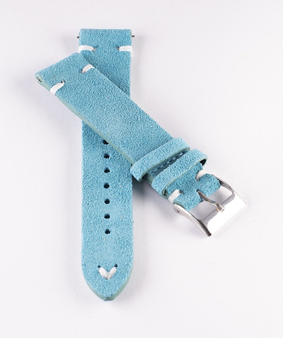 Turquoise suede / genuine leather watch band 18mm 20mm 22mm 24mm