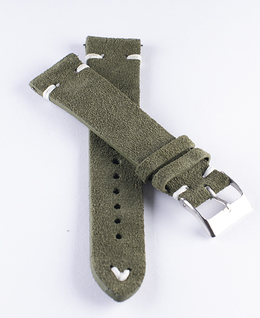 Klockarmband av grön mocka / läder