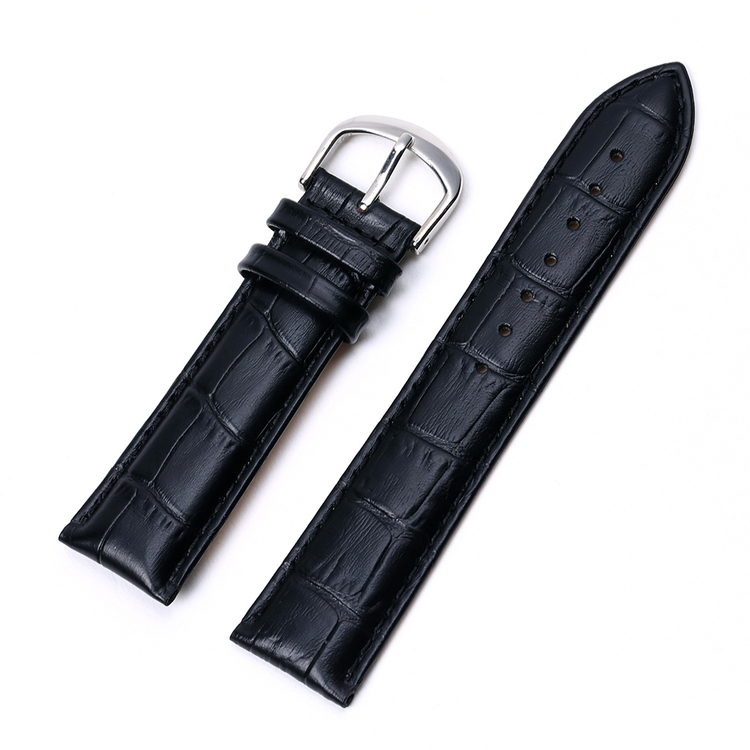 Krokodilmönstrat klockarmband av svart läder