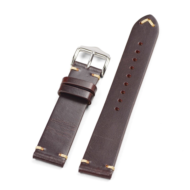 Dark brown vintage style leather watch band 18mm 19mm 20mm 22mm