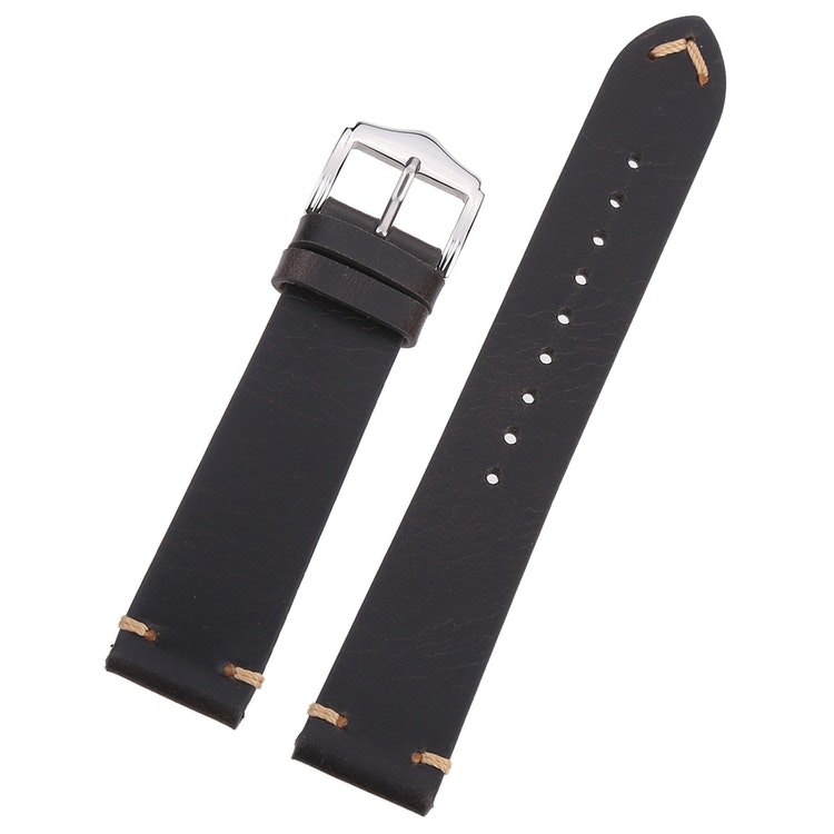 Black vintage style leather watch band 18mm 19mm 20mm 22mm