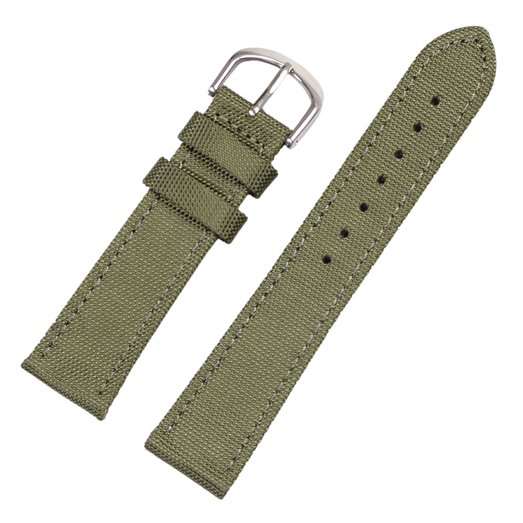 Green canvas and genuine leather watch band 18mm 20mm 22mm 24mm