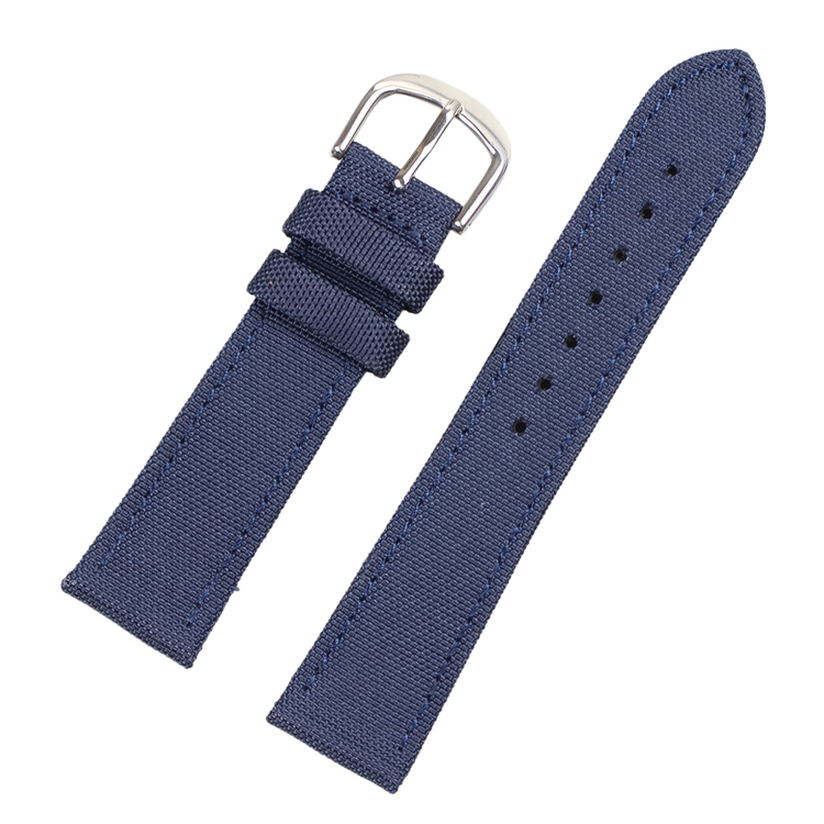Blue canvas and genuine leather watch band 18mm 20mm 22mm 24mm