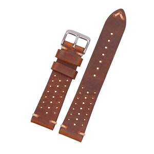 Brown genuine leather racing strap  18mm 20mm 22mm