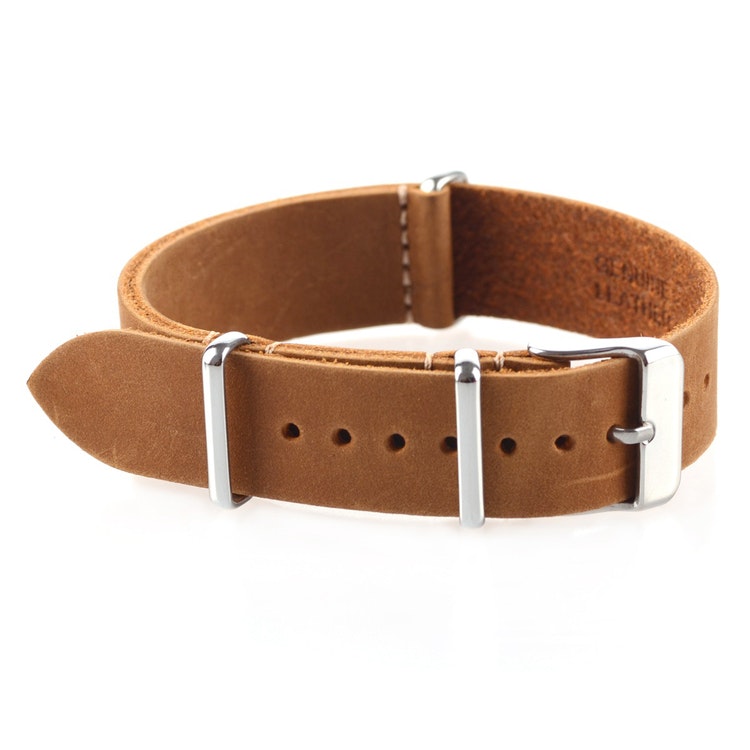 Khaki leather Nato strap 18mm 20mm 22mm