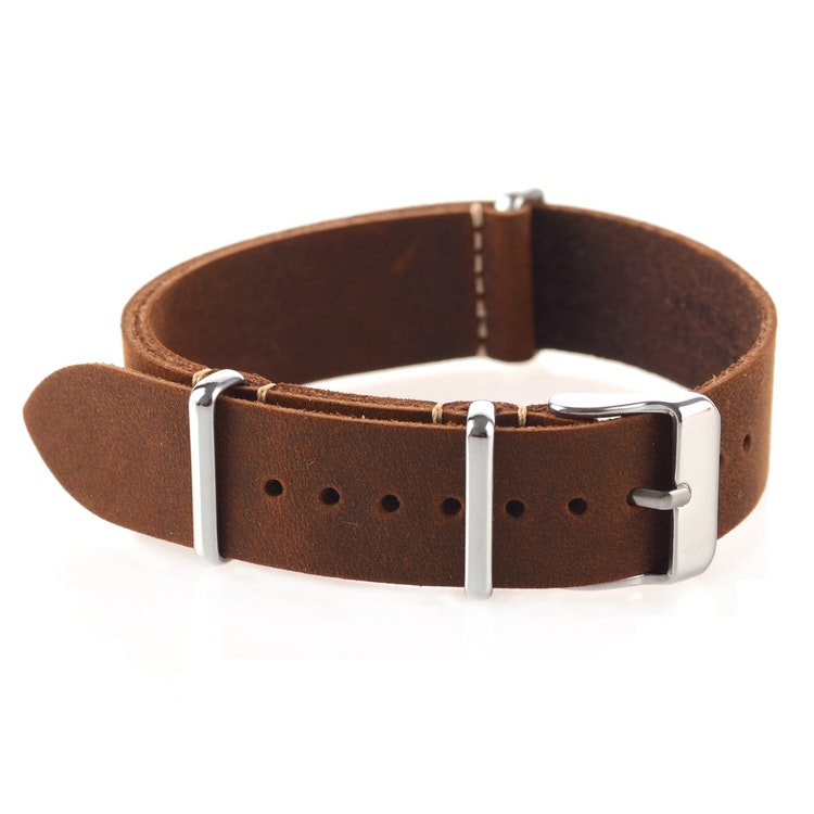 Dark brown leather Nato strap 18mm 20mm 22mm