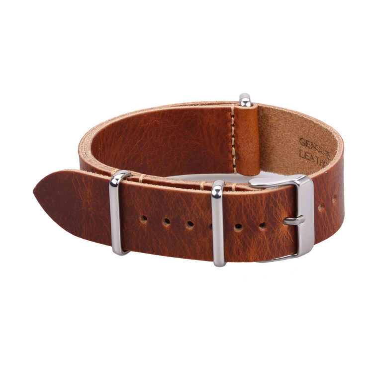 Brown leather Nato strap 18mm 20mm 22mm