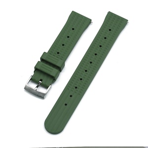 Waffle FKM green rubber watch band 20mm 22mm