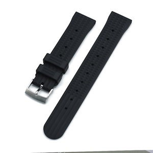 Waffle FKM black rubber watch band 20mm 22mm