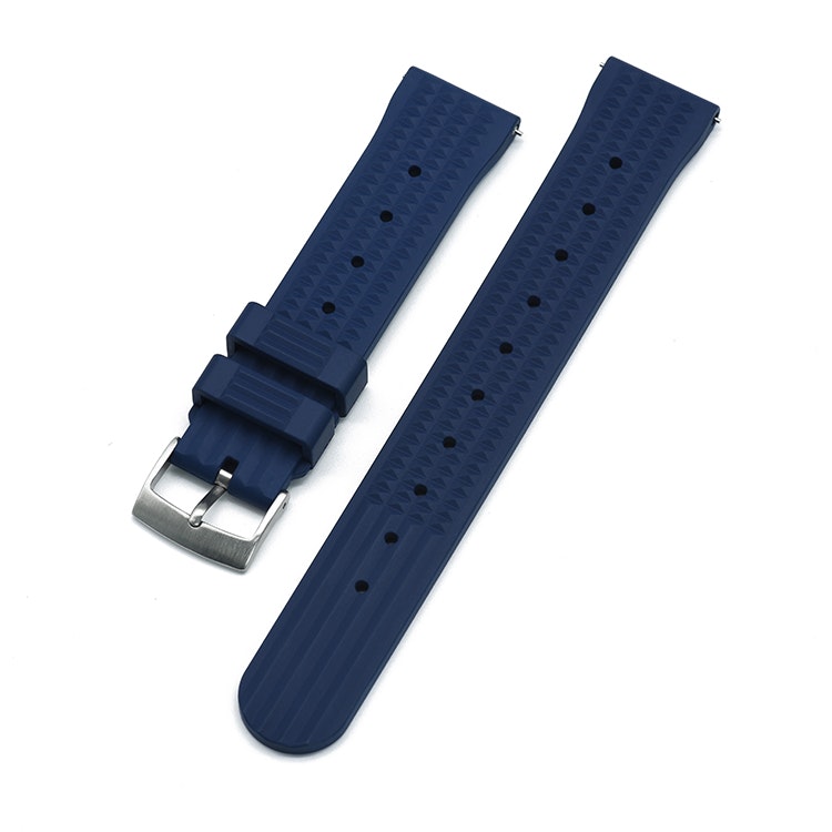 Waffle FKM blue rubber watch band 20mm 22mm