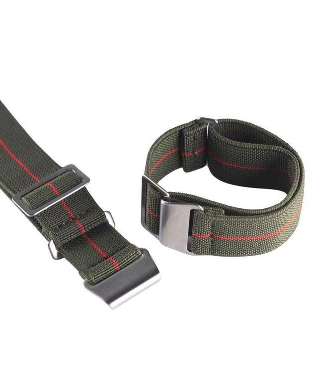 Green and red Marine Nationale elastic watch band