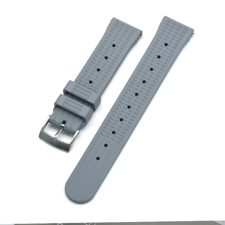 Waffle watch strap of grey FKM rummer 20mm 22mm