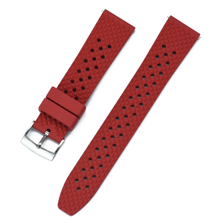 Honeycomb FKM red rubber watch band 18mm 20mm 22mm 24mm