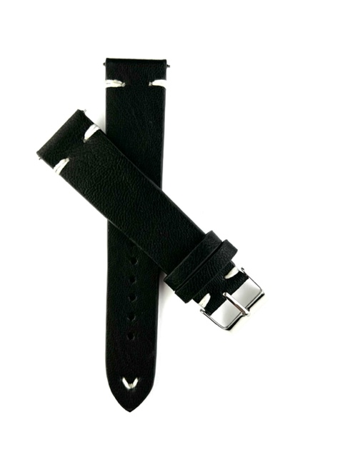 Black  faux leather watch band