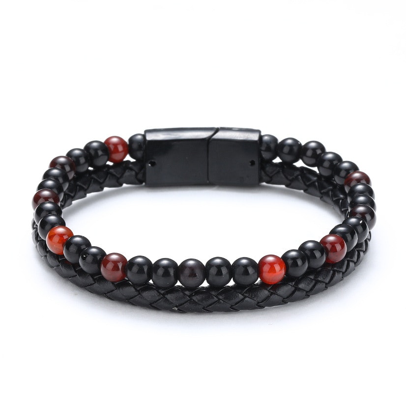 Beads and leather bracelet